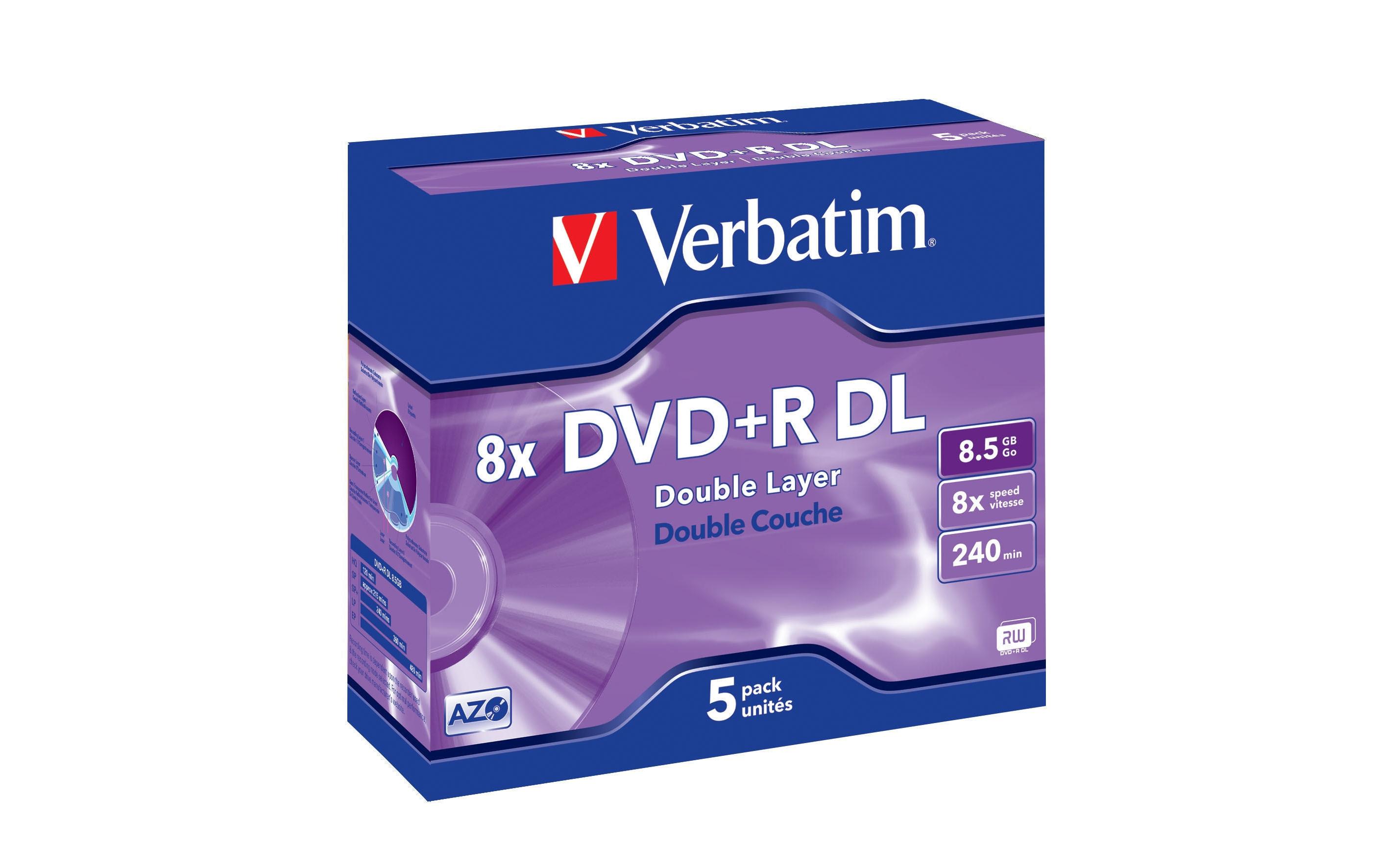 Verbatim DVD+R 8.5 GB, Jewelcase (5 Stück)