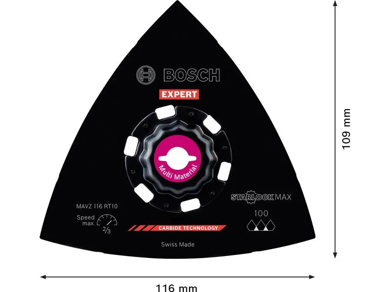 Bosch Professional Schleifplatte Expert Starlock MAVZ 116 RT10, 116 mm, Carbide Bosch Professional Schleifplatte Expert Starlock MAVZ 116 RT10, 116 mm, Carbide
