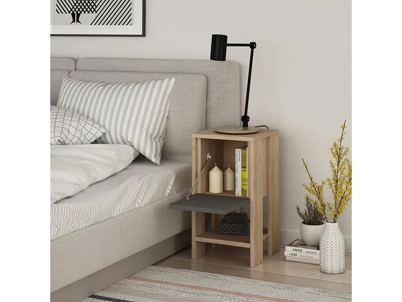 Woody Fashion Nachttisch Ema 30 x 55 x 30 cm, Anthrazit/Nature Woody Fashion Nachttisch Ema 30 x 55 x 30 cm, Anthrazit/Nature