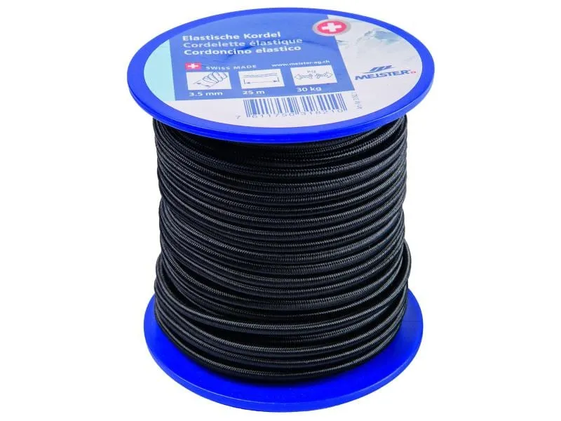 Meister Gummi-Spannseil Ø 3,5 mm, 25 m, 30 kg, Schwarz Meister Gummi-Spannseil Ø 3,5 mm, 25 m, 30 kg, Schwarz