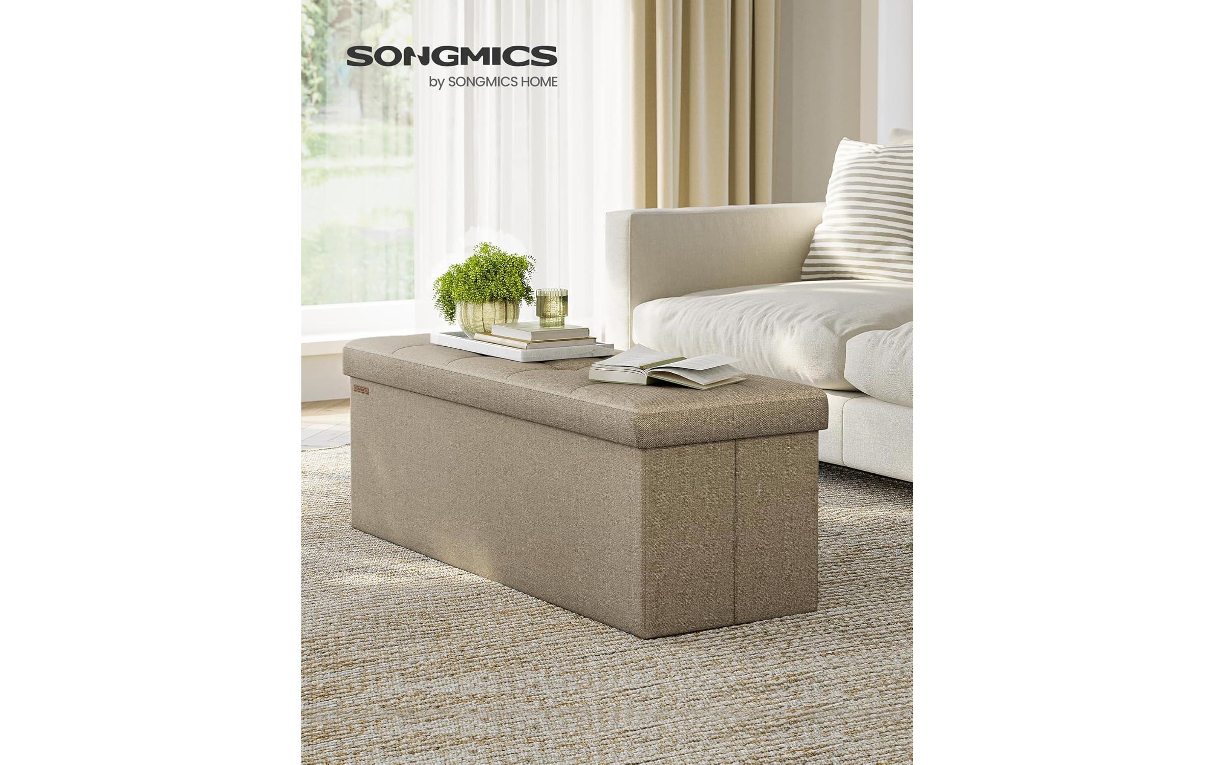 Songmics Sitztruhe Ottomane 110 x 38 cm, Beige