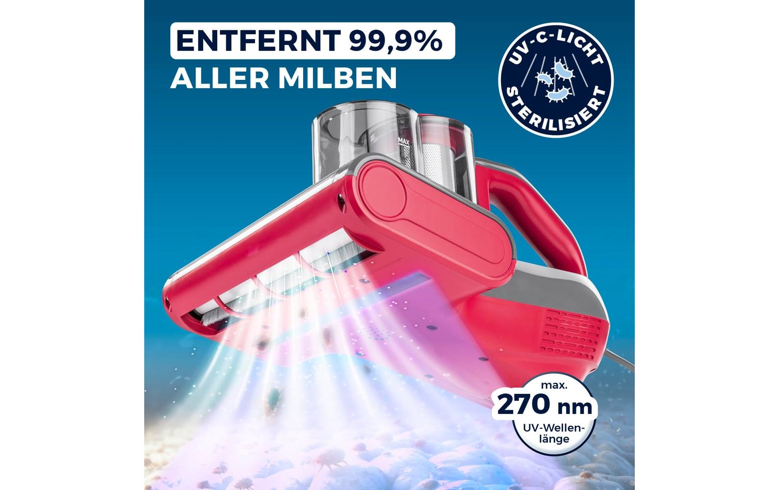 CLEANmaxx Milben-Handstaubsauger Grau/Rot