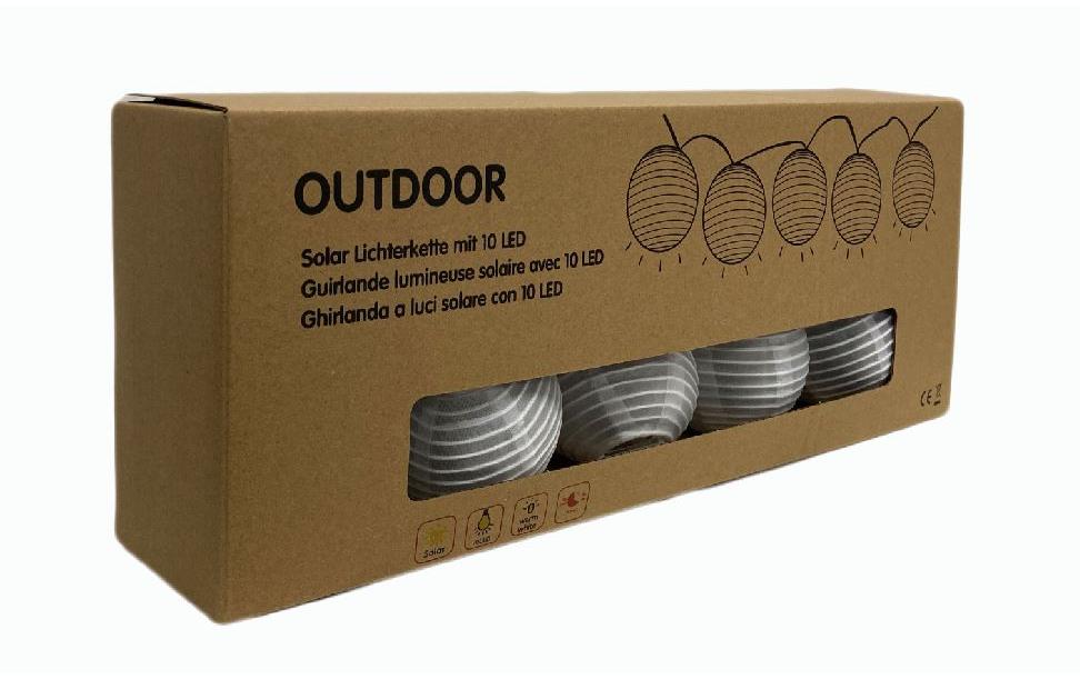 Dameco LED Solar Lichterkette mit 10 weissen Nylon Balls