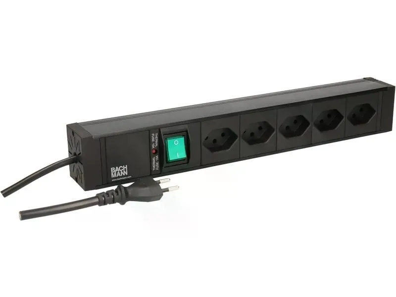 Bachmann Steckdosenleiste PDU 5x T13, >1HE Schalter, Schwarz