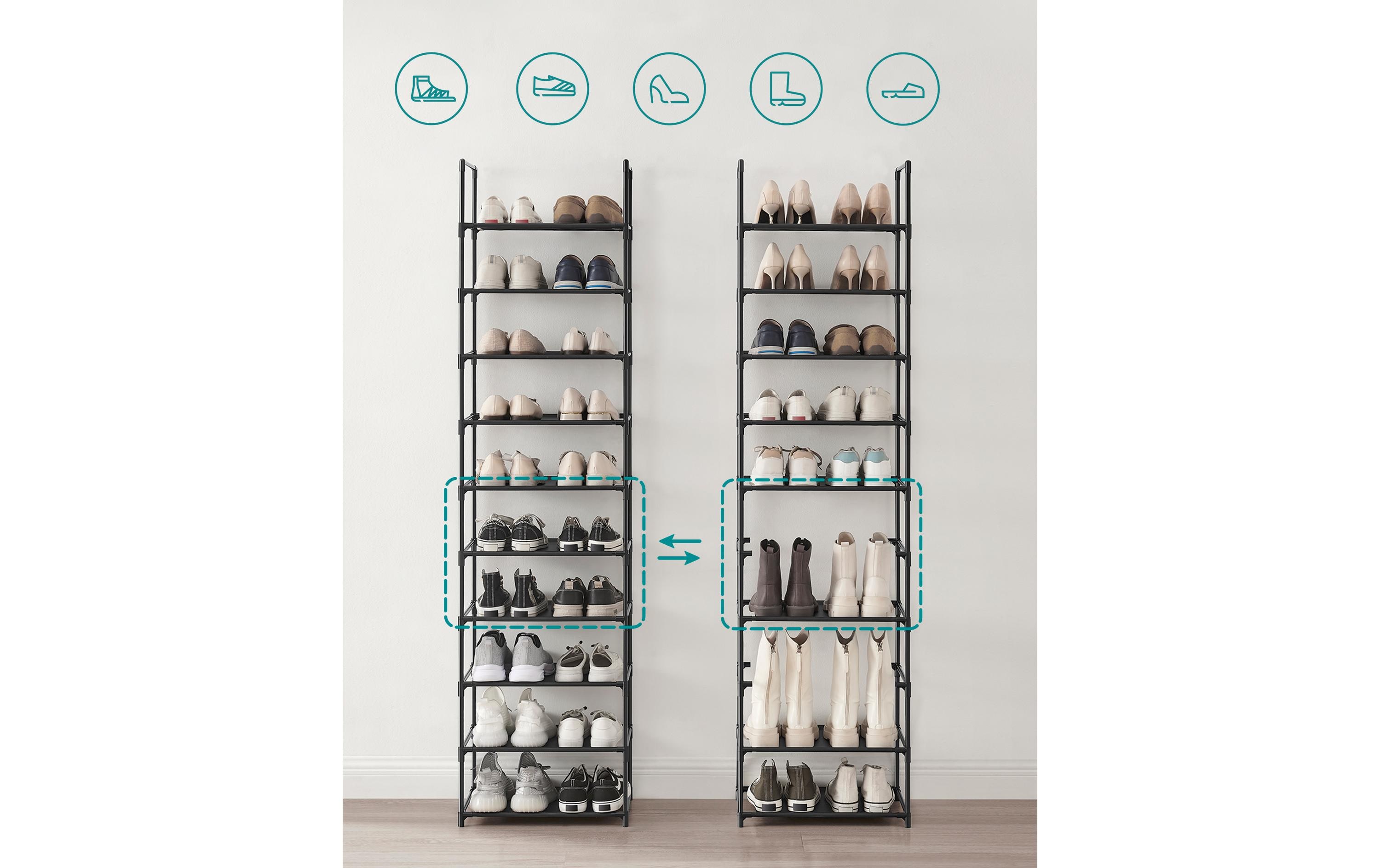 Songmics Schuhregal mit 10 Ablagen 45 x 173 cm, Grau