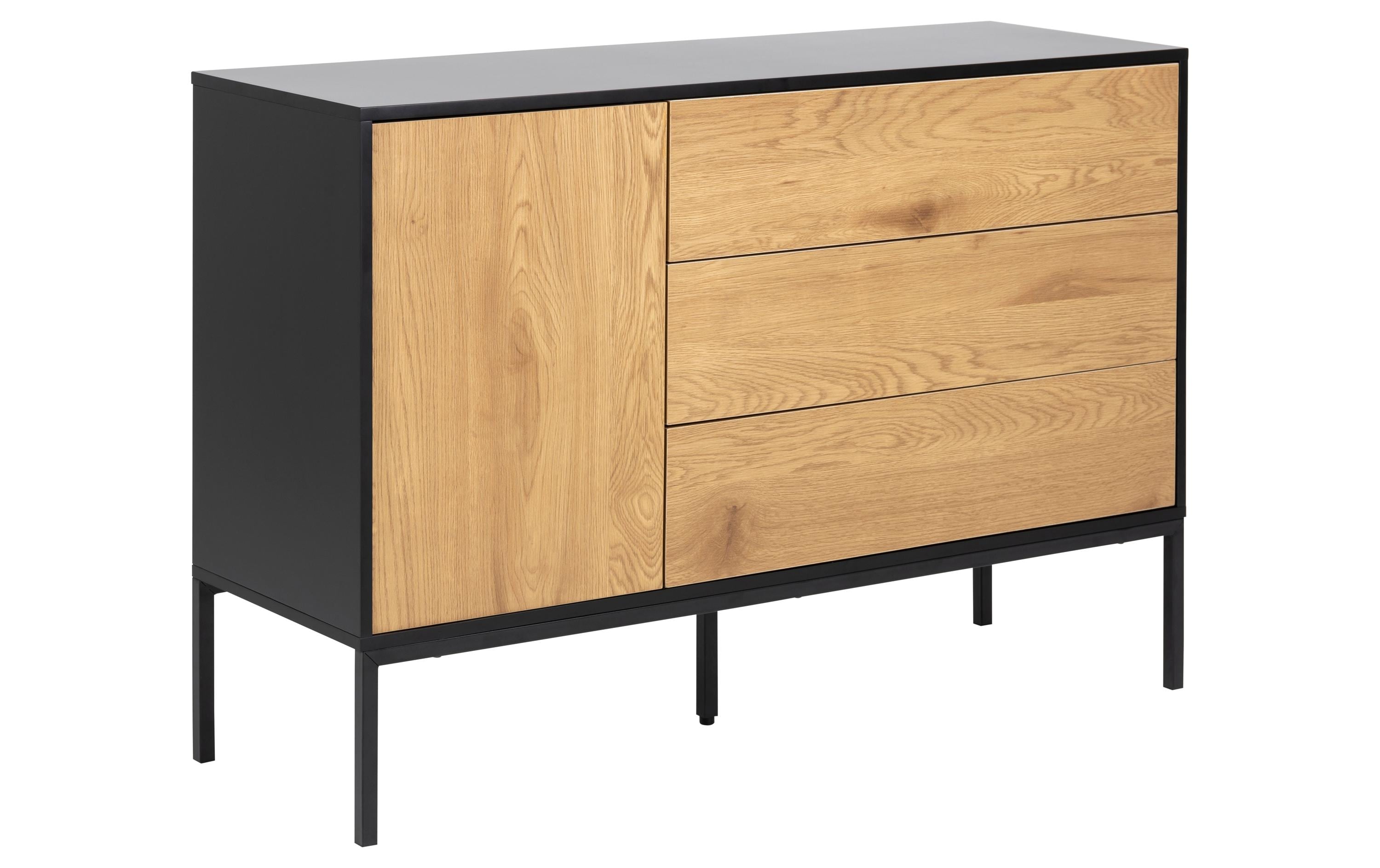 AC Design Sideboard Seaford 120 x 40 x 82 cm, Nature/Schwarz