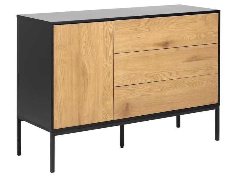 AC Design Sideboard Seaford 120 x 40 x 82 cm, Nature/Schwarz