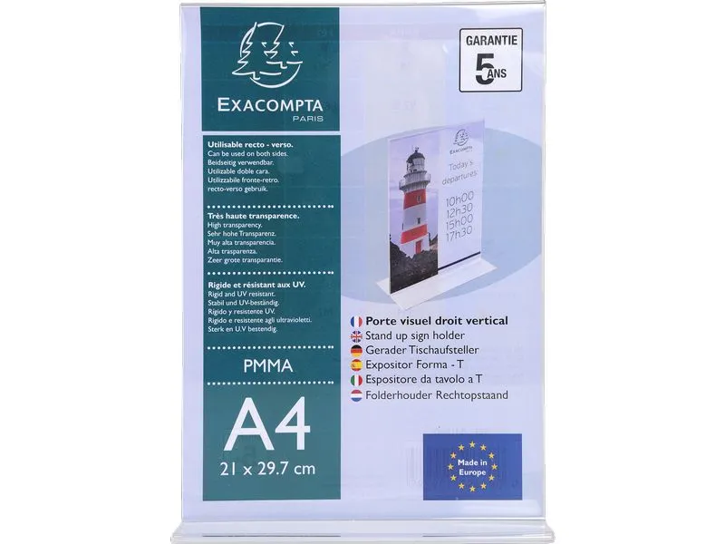 Exacompta Tischaufsteller A4 T-Form Hochformat – Kristall A4 Exacompta Tischaufsteller A4 T-Form Hochformat – Kristall A4