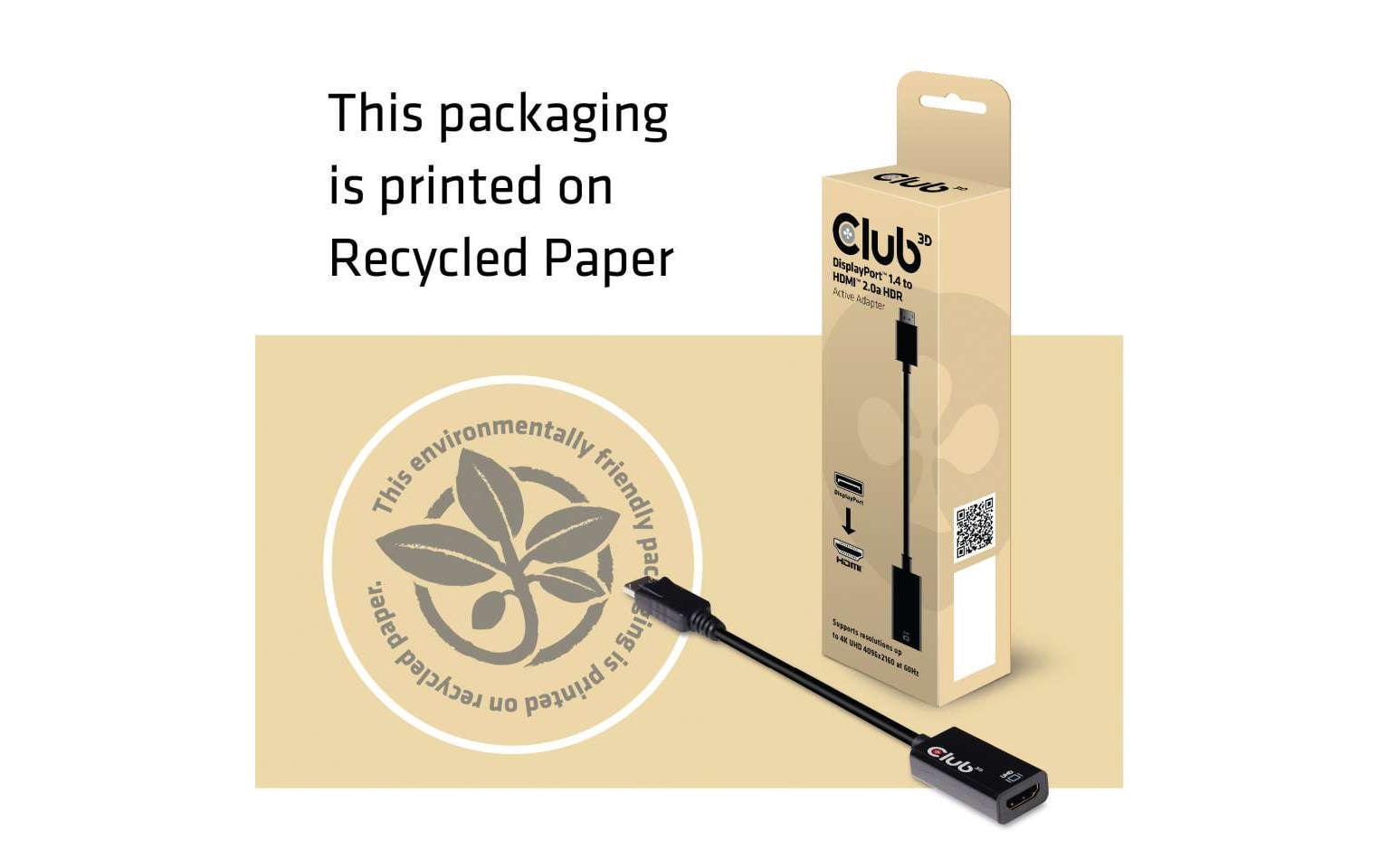 Club 3D Adapter DP 1.4 - HDMI 2.0 HDR, 4K aktiv