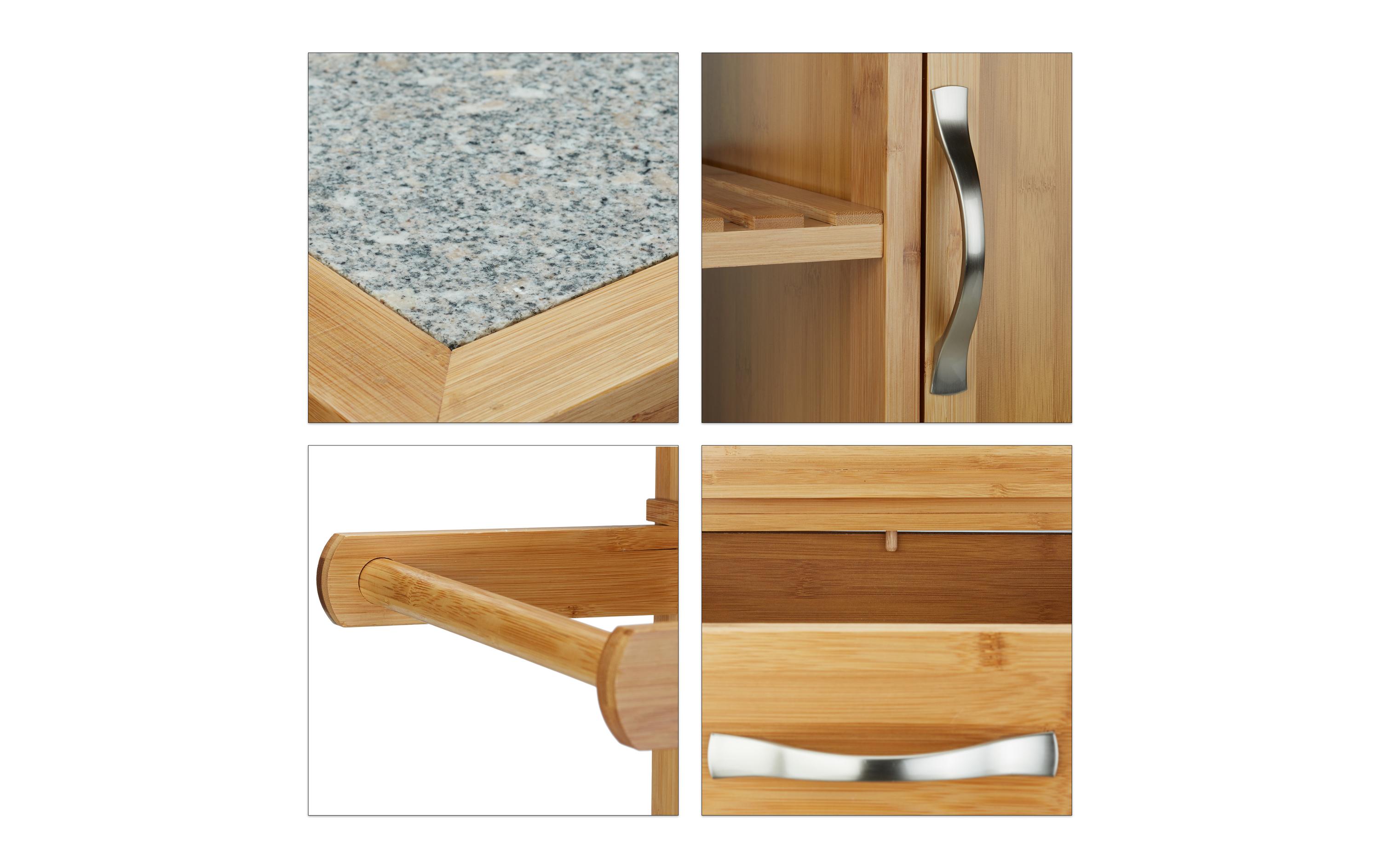 relaxdays Küchenwagen 85.5 x 89.5 x 36 cm, Braun/Grau