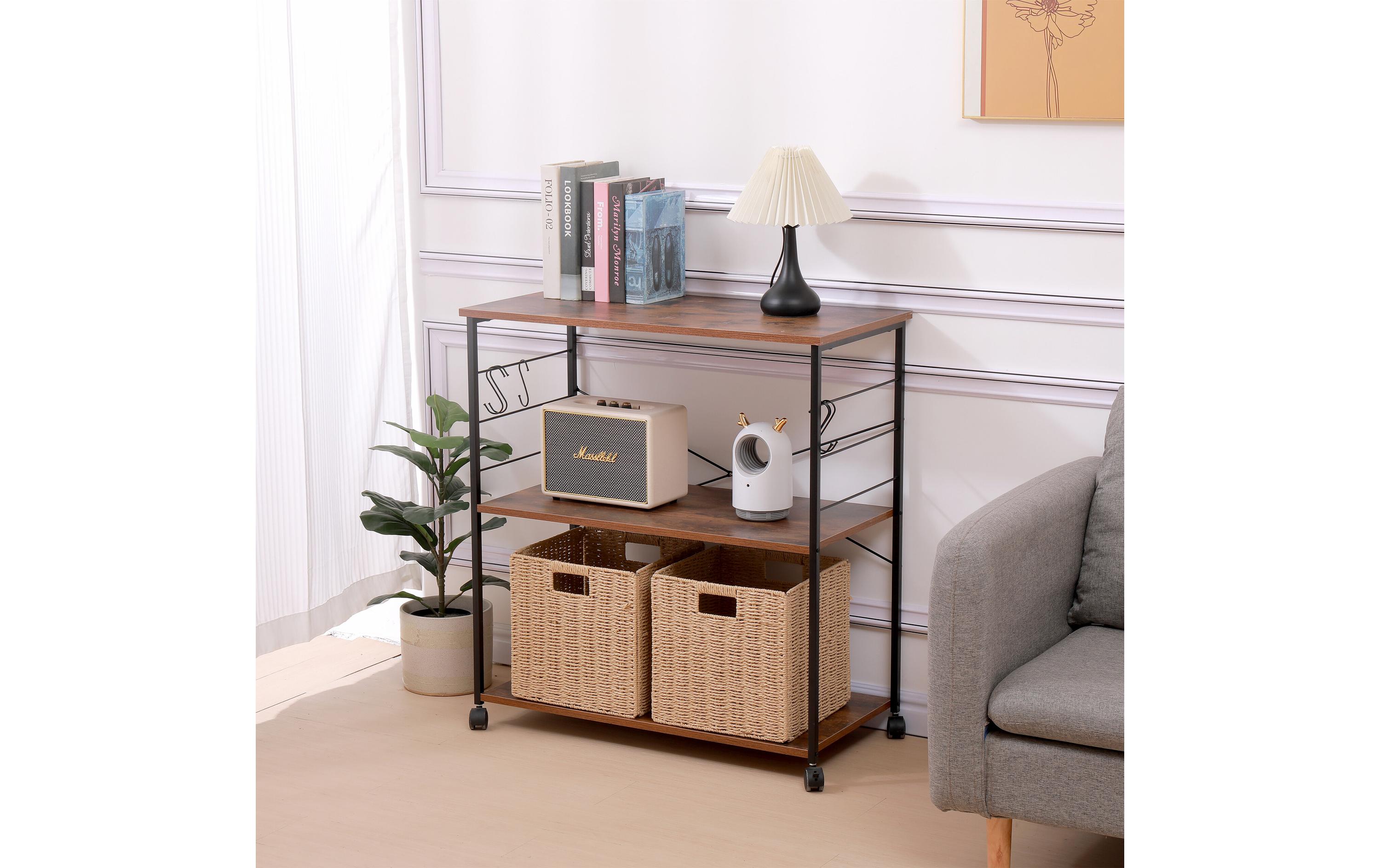 relaxdays Küchenwagen 87 x 80 x 40 cm Schwarz/Braun