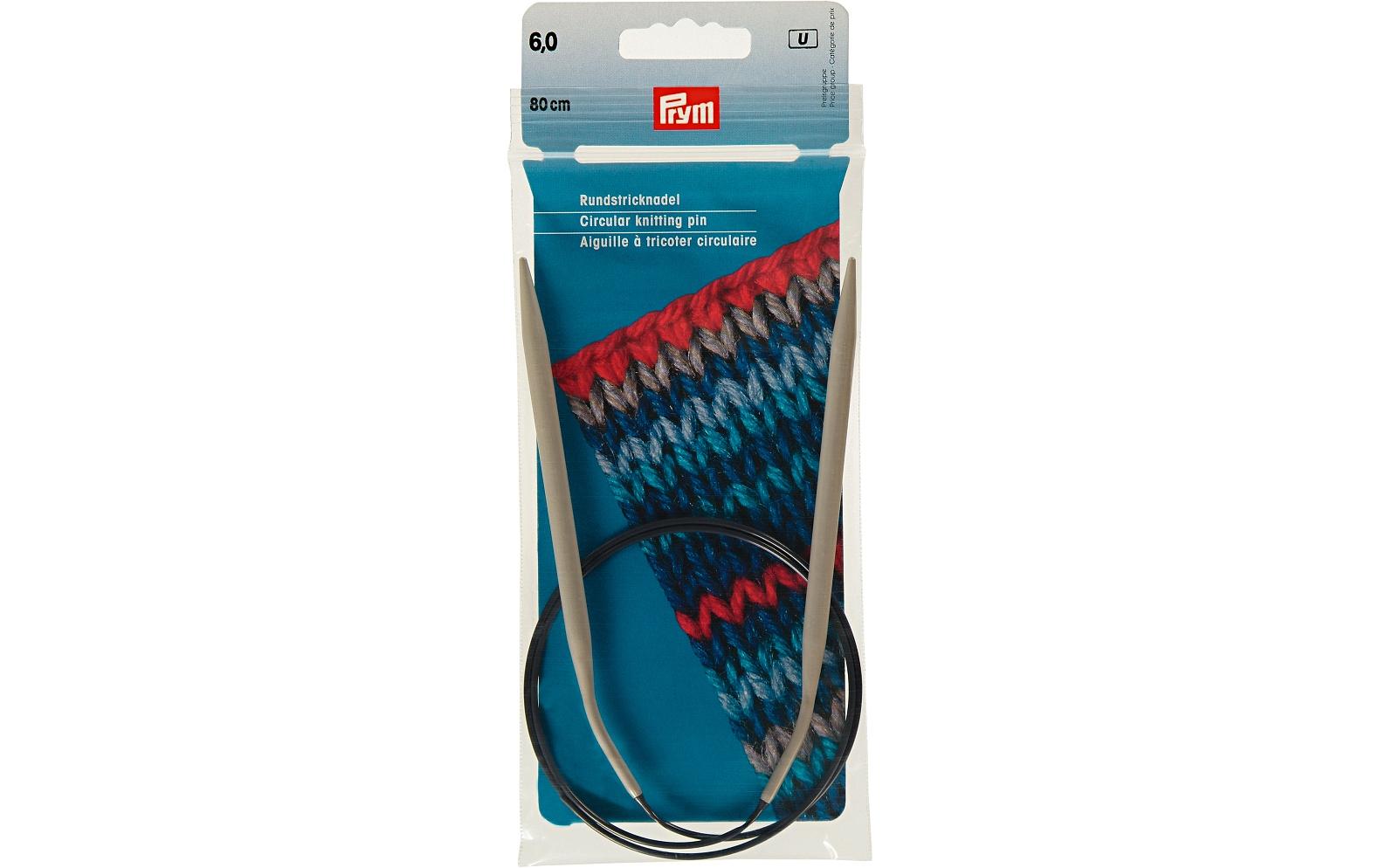 Prym Rundstricknadel Ø 6 mm x 80 cm, Alu, Grau
