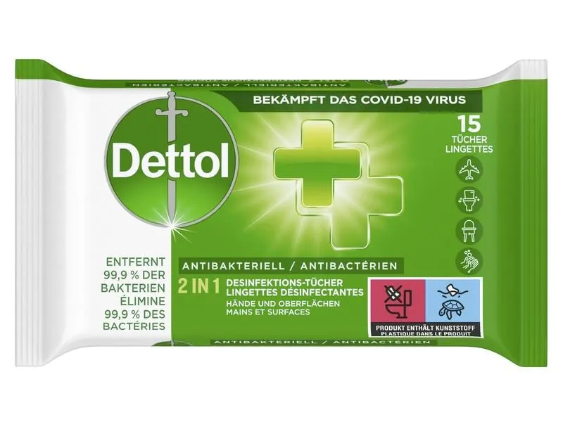 Dettol Desinfektionstücher 2 in 1 15 Stück Dettol Desinfektionstücher 2 in 1 15 Stück