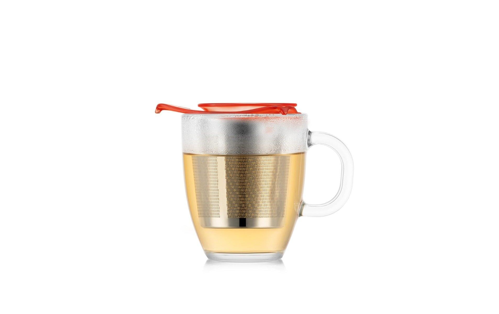 Bodum Teetasse Yo-Yo Set Transparent/Bright Coral, 0.35 l