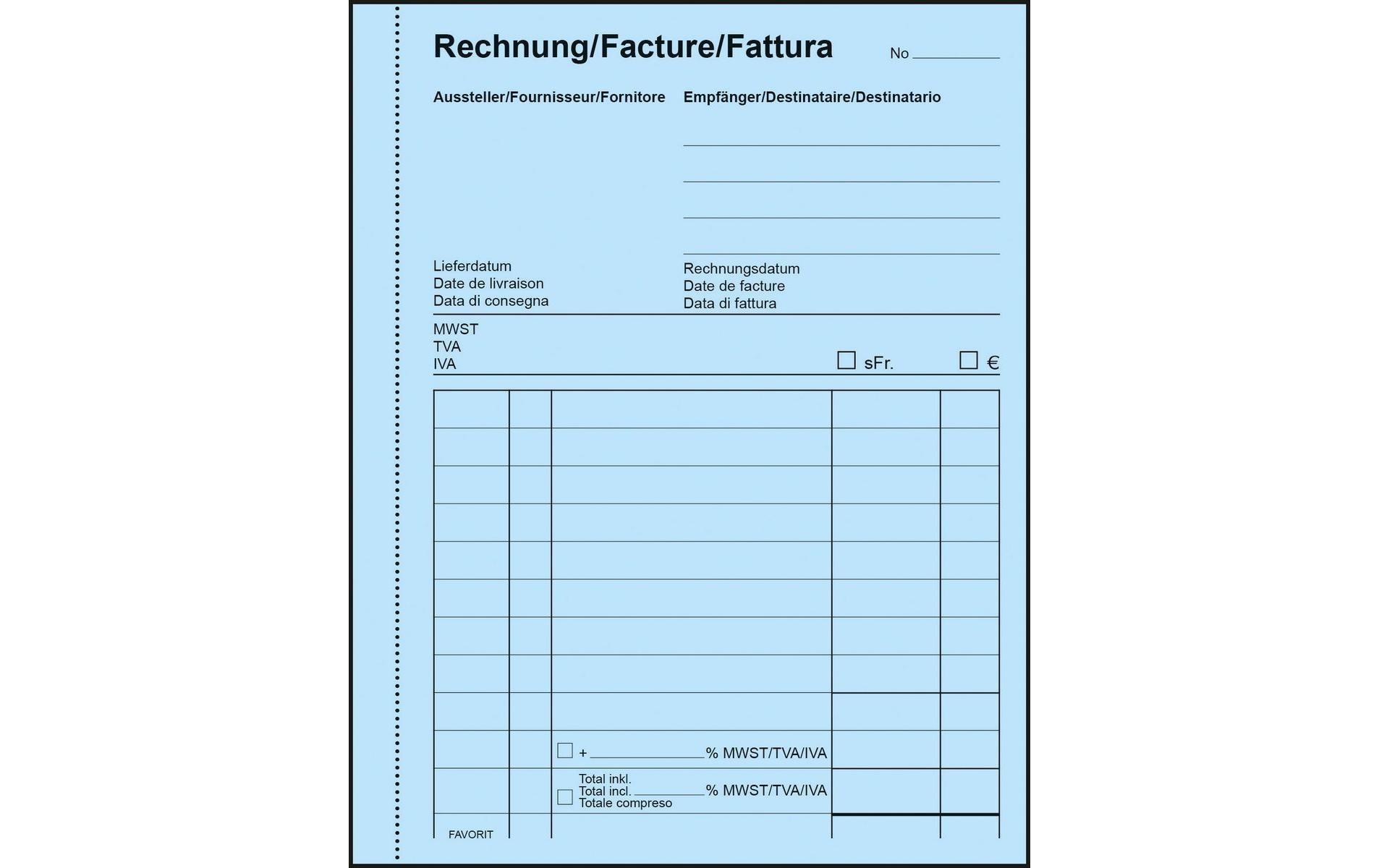 Favorit Durchschreibeblock 113 x 144 mm Rechnungen, 50 x 2 Blatt