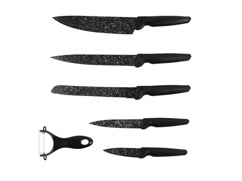 GOURMETmaxx Messerset mit Sparschäler 6-teilig, Schwarz GOURMETmaxx Messerset mit Sparschäler 6-teilig, Schwarz