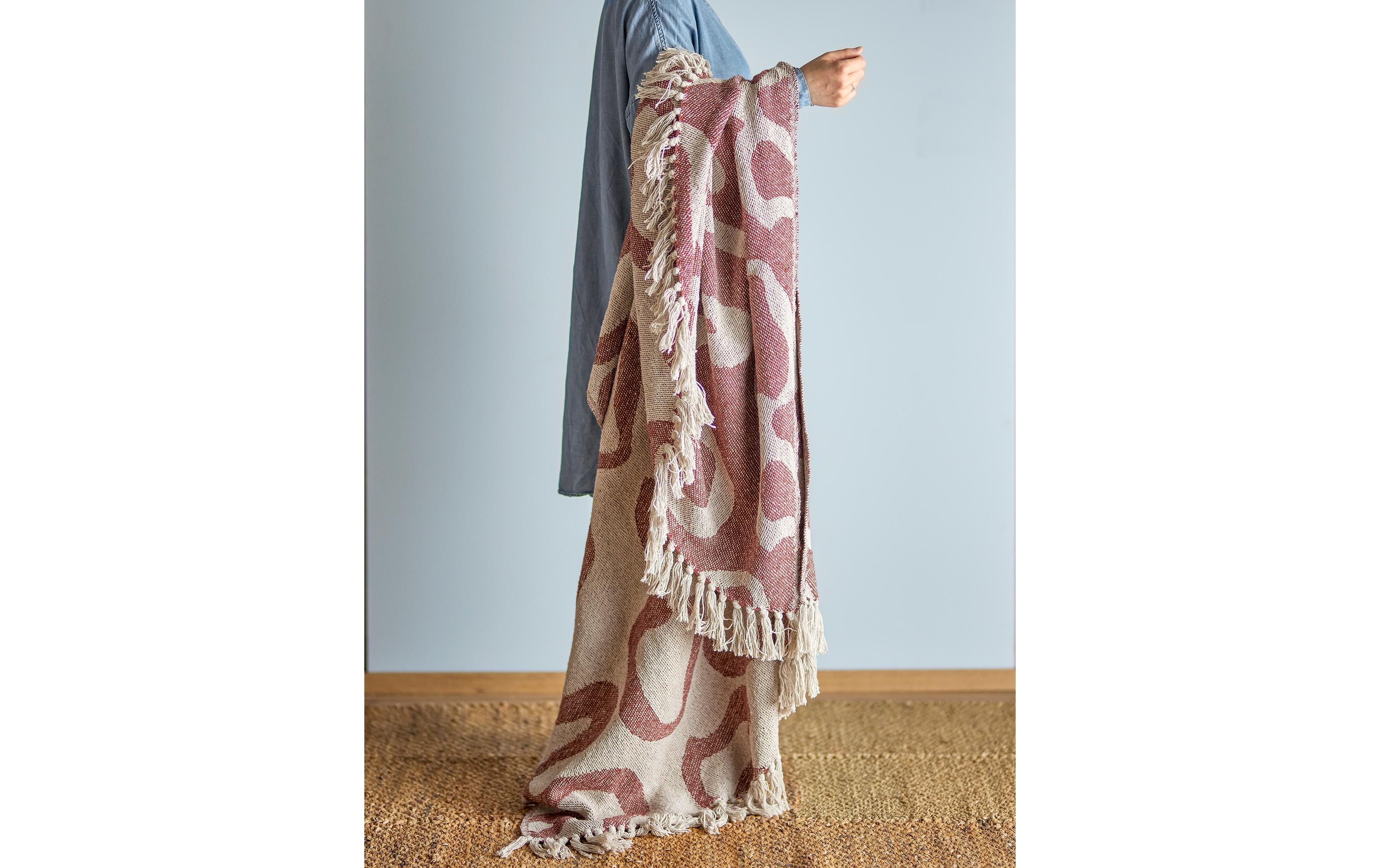 Bloomingville Decke Salobre 160 x 130 cm, Braun/Weiss