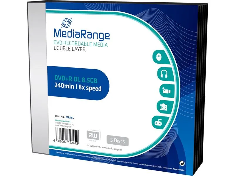 MediaRange DVD+R Medien 8.5 GB, Slimcase (5 Stück)