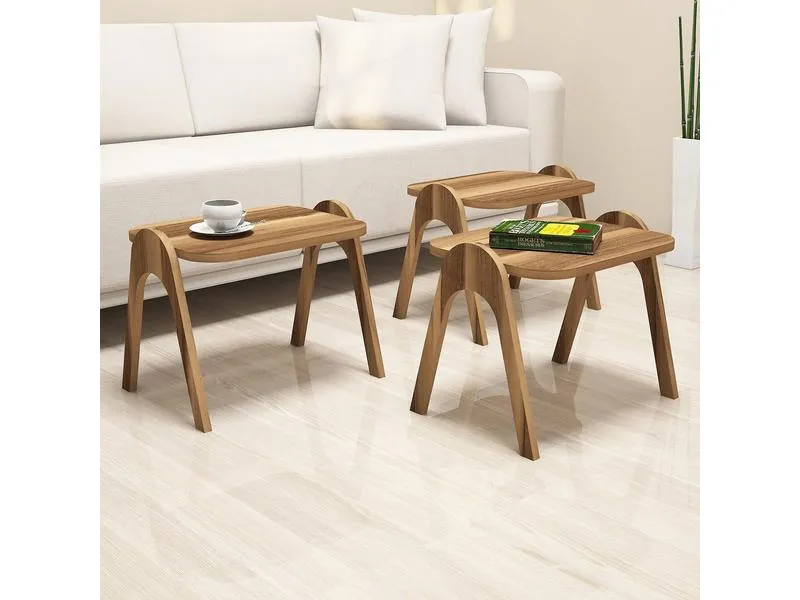Woody Fashion Couchtisch Paris 3 Stück, Walnuss