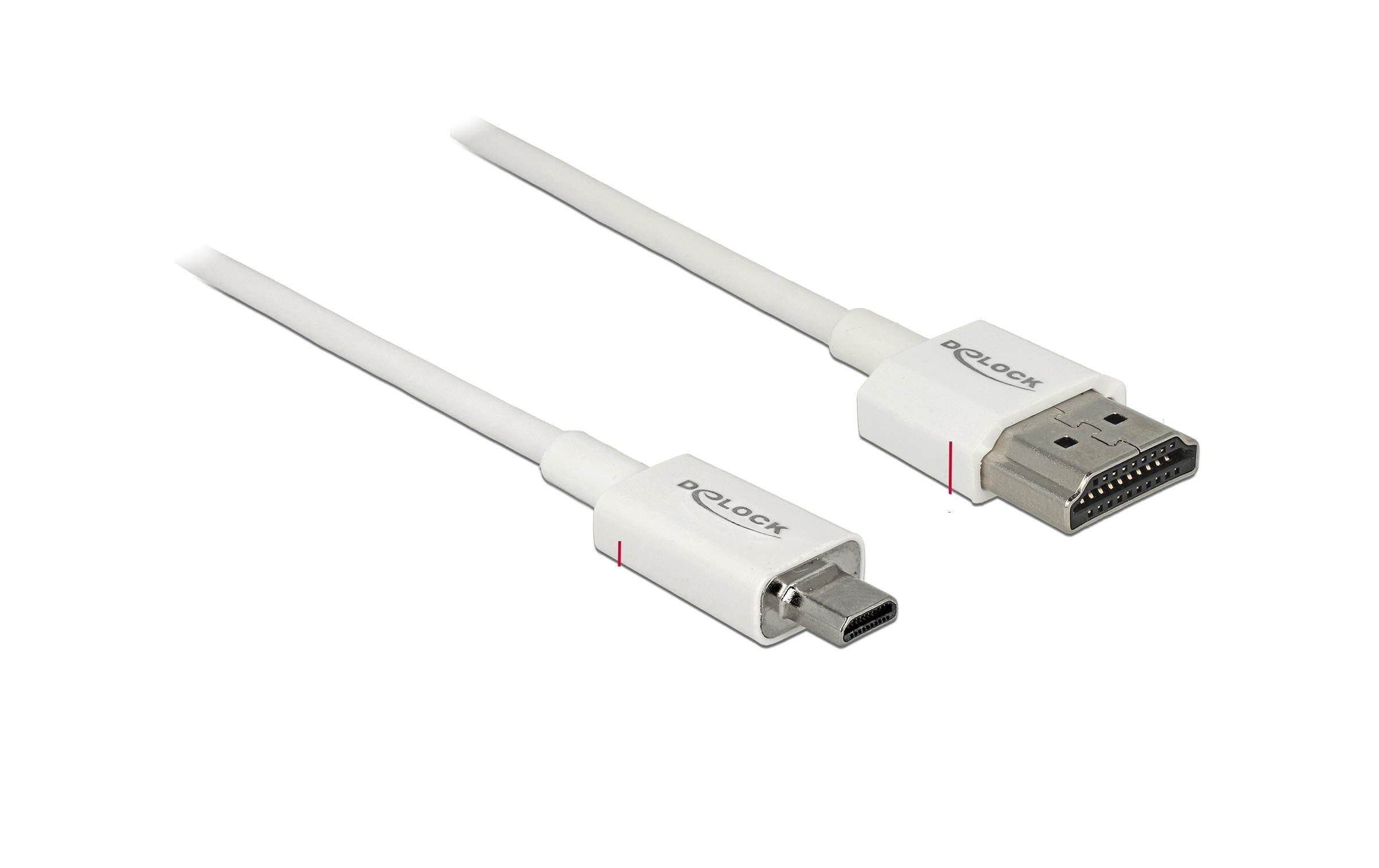 Delock Kabel 4K 60Hz HDMI - Micro-HDMI (HDMI-D), 0.5 m, Weiss