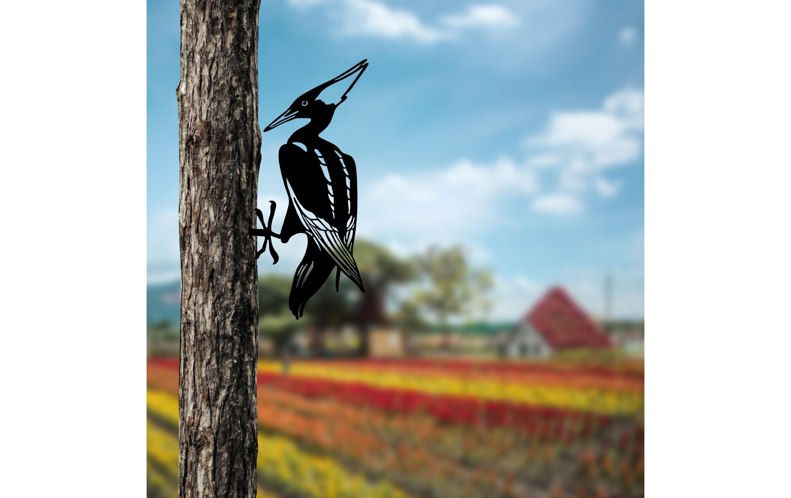 Wallxpert Gartenstecker Vogel auf Zweig 22 x 40 cm