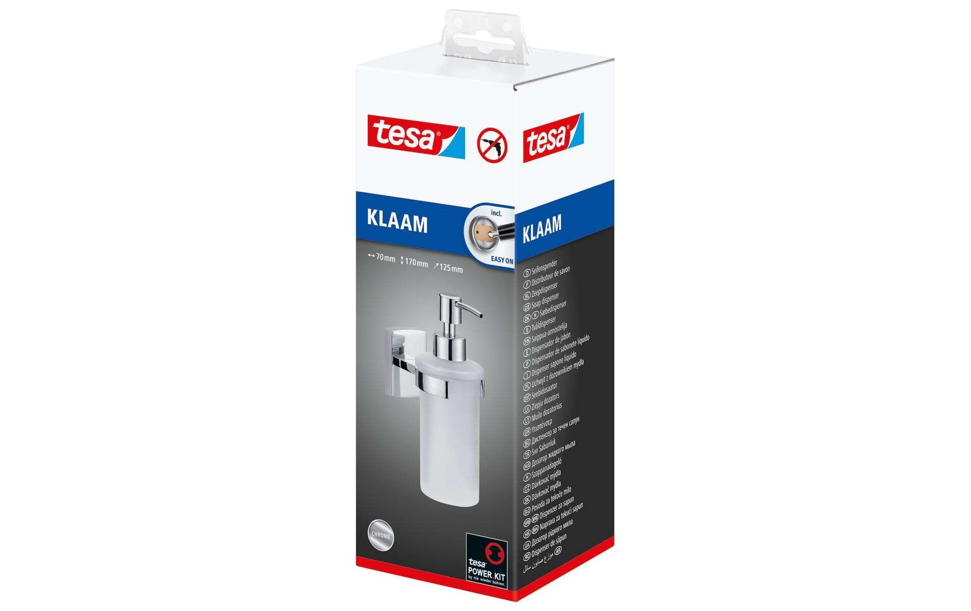 tesa Wandseifenspender Klaam 200 ml, Silber