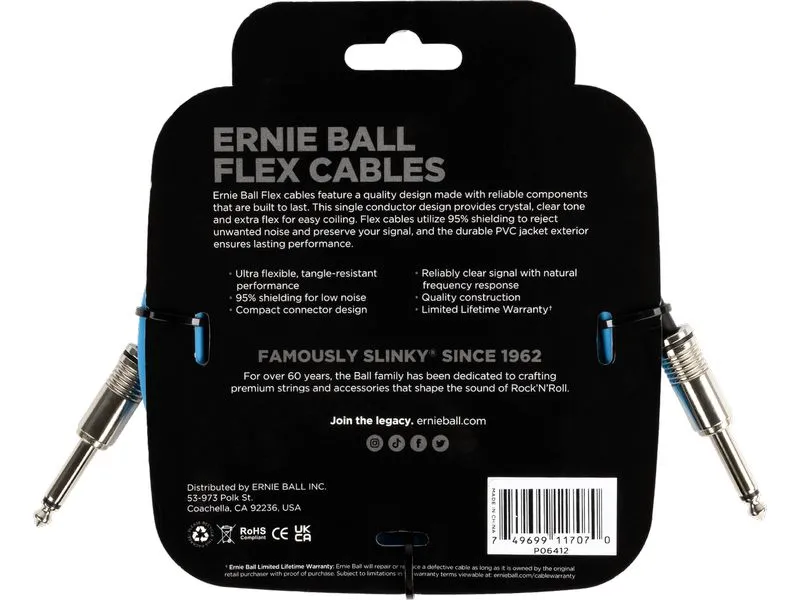 Ernie Ball Instrumentenkabel Flex 6412 – 3.05 m, Blau Ernie Ball Instrumentenkabel Flex 6412 – 3.05 m, Blau