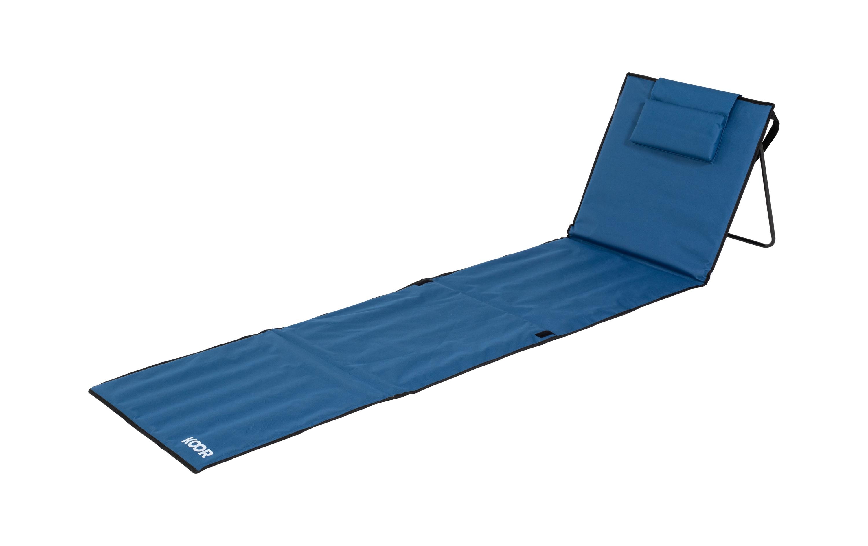 KOOR Strandmatte Calma Blu mit verstellbarer Kopfstütze, 220 cm