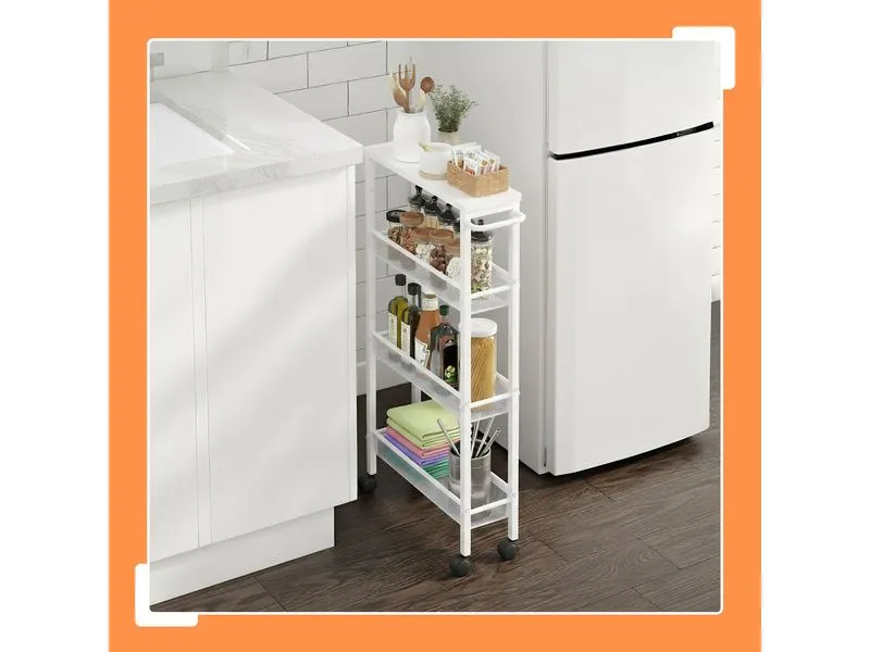 relaxdays Nischenwagen 77 x 13 x 45.5 cm Weiss relaxdays Nischenwagen 77 x 13 x 45.5 cm Weiss