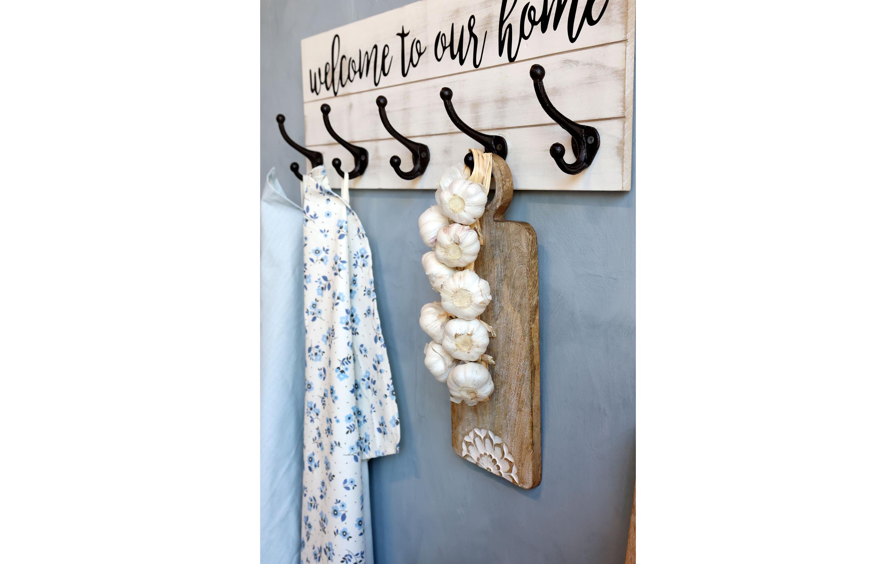 Chic Antique Wandhaken welcome to our home, Crème