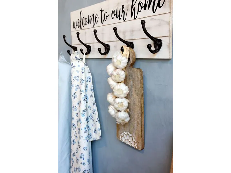 Chic Antique Wandhaken welcome to our home, Crème