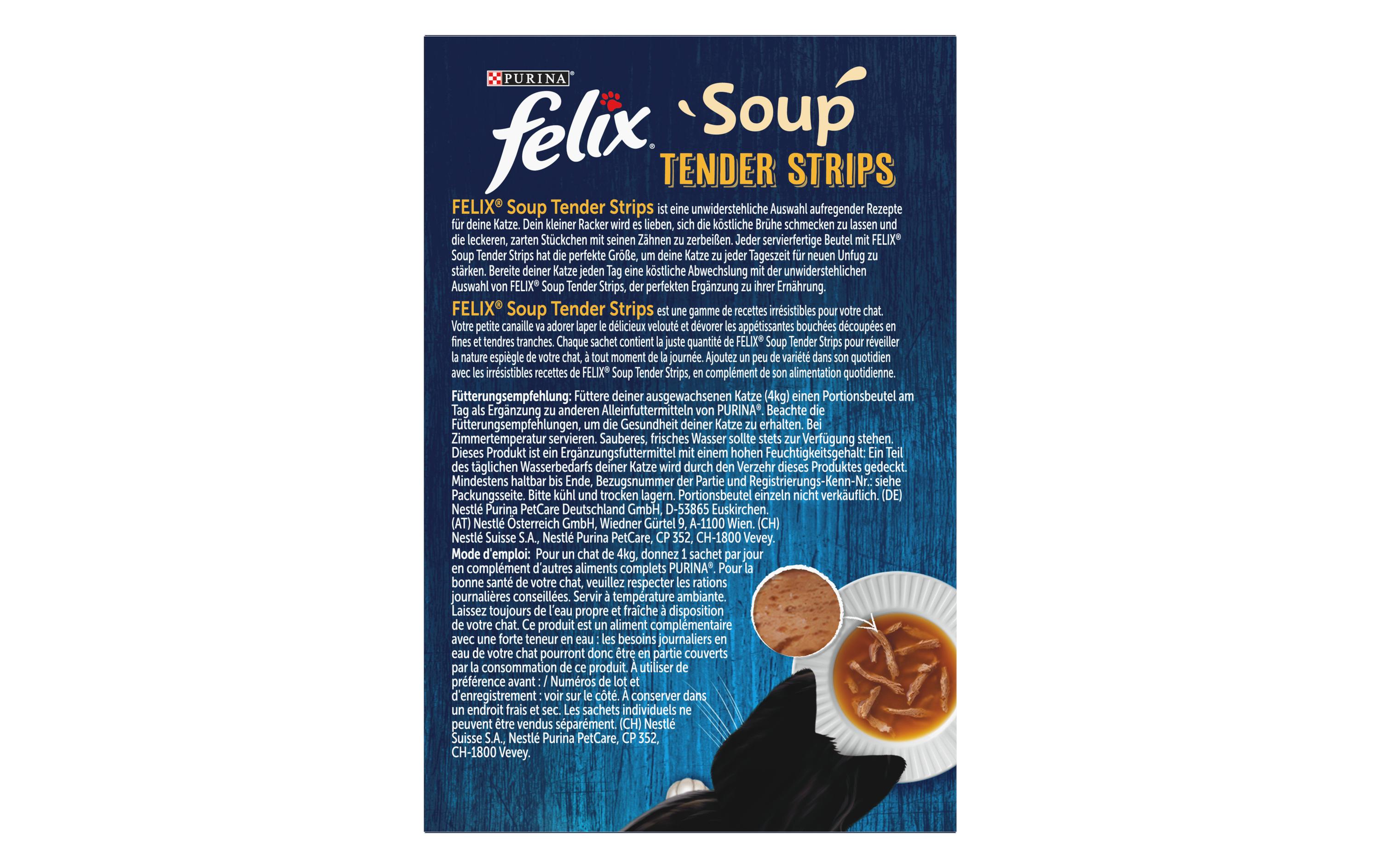 Felix Nassfutter Soup Tender Strips Fisch 6 x 48g