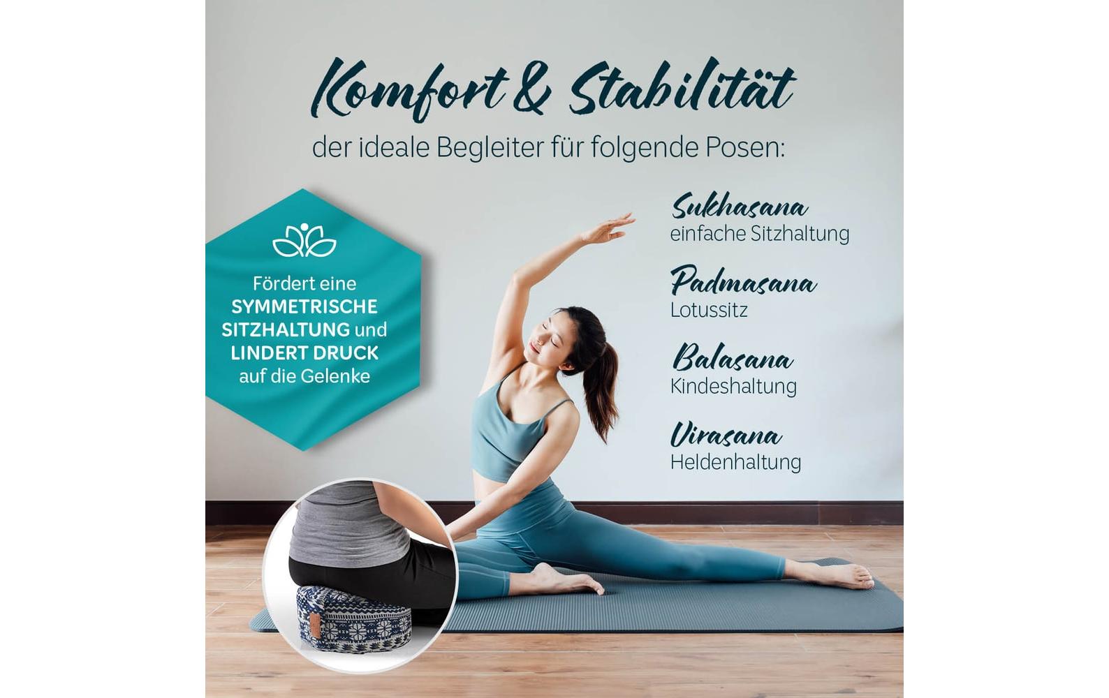 DoYourYoga Yoga-Kissen Vishnu Dinkelspelz, Blau/Weiss