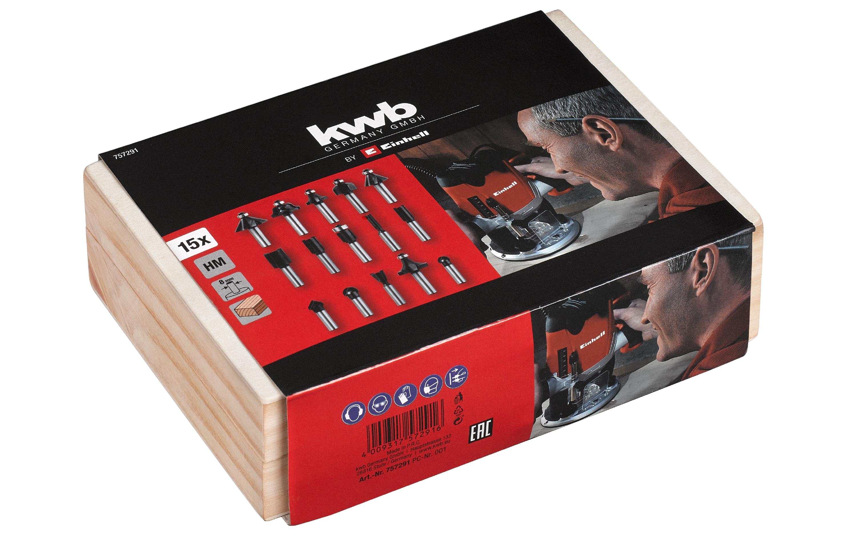 Einhell Fräserset Ø 8 mm 15-teilig