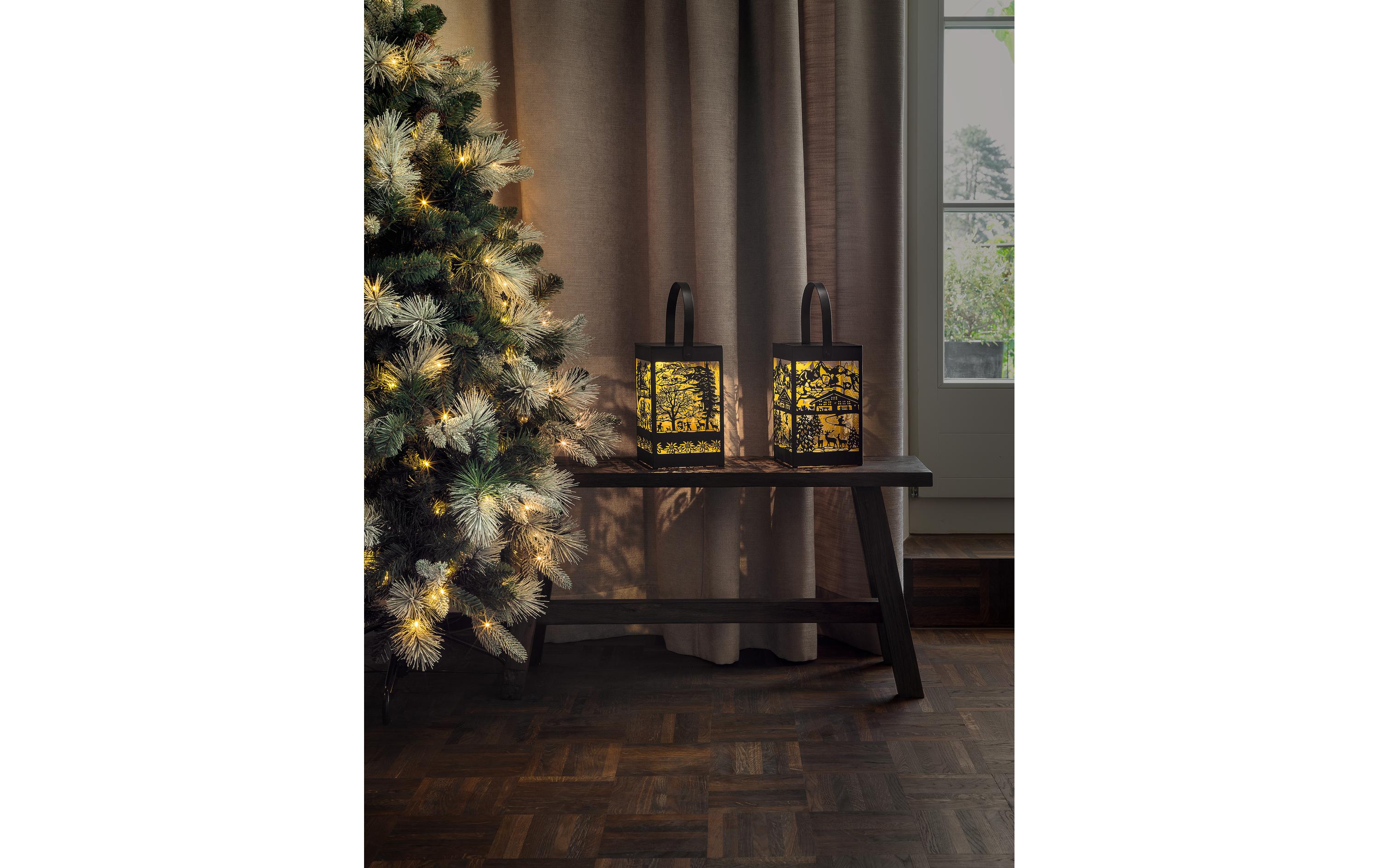 STT Laterne Swiss Alps Recharge USB, 24.5 cm, Schwarz/Gold