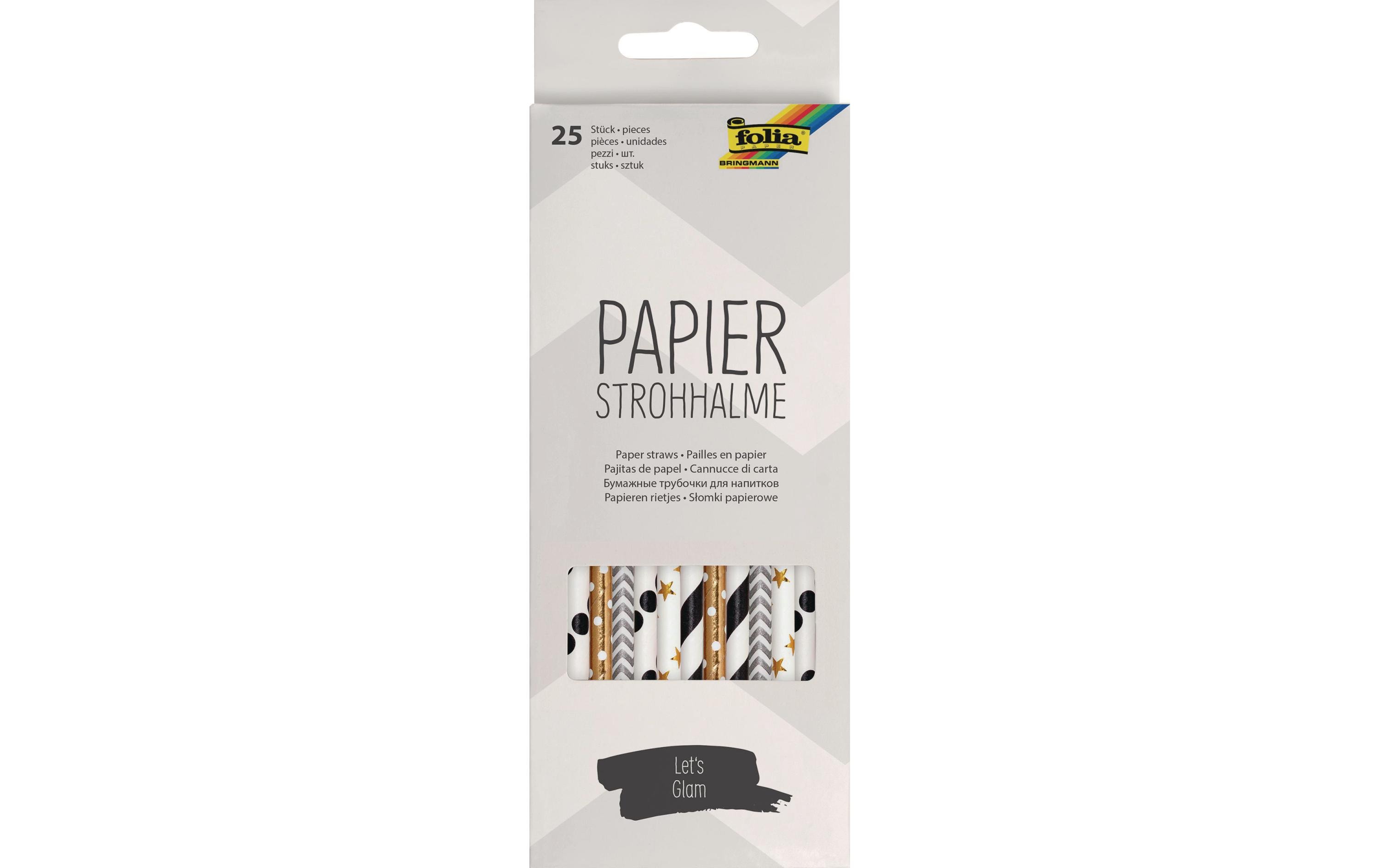 Folia Strohhalm Papier, Glitzer, 25 Stück, Mehrfarbig