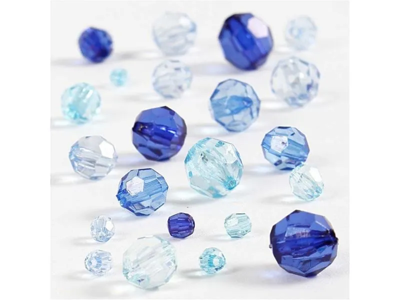 Creativ Company Facettenperlen 4-12 mm Blau, 170 Stück