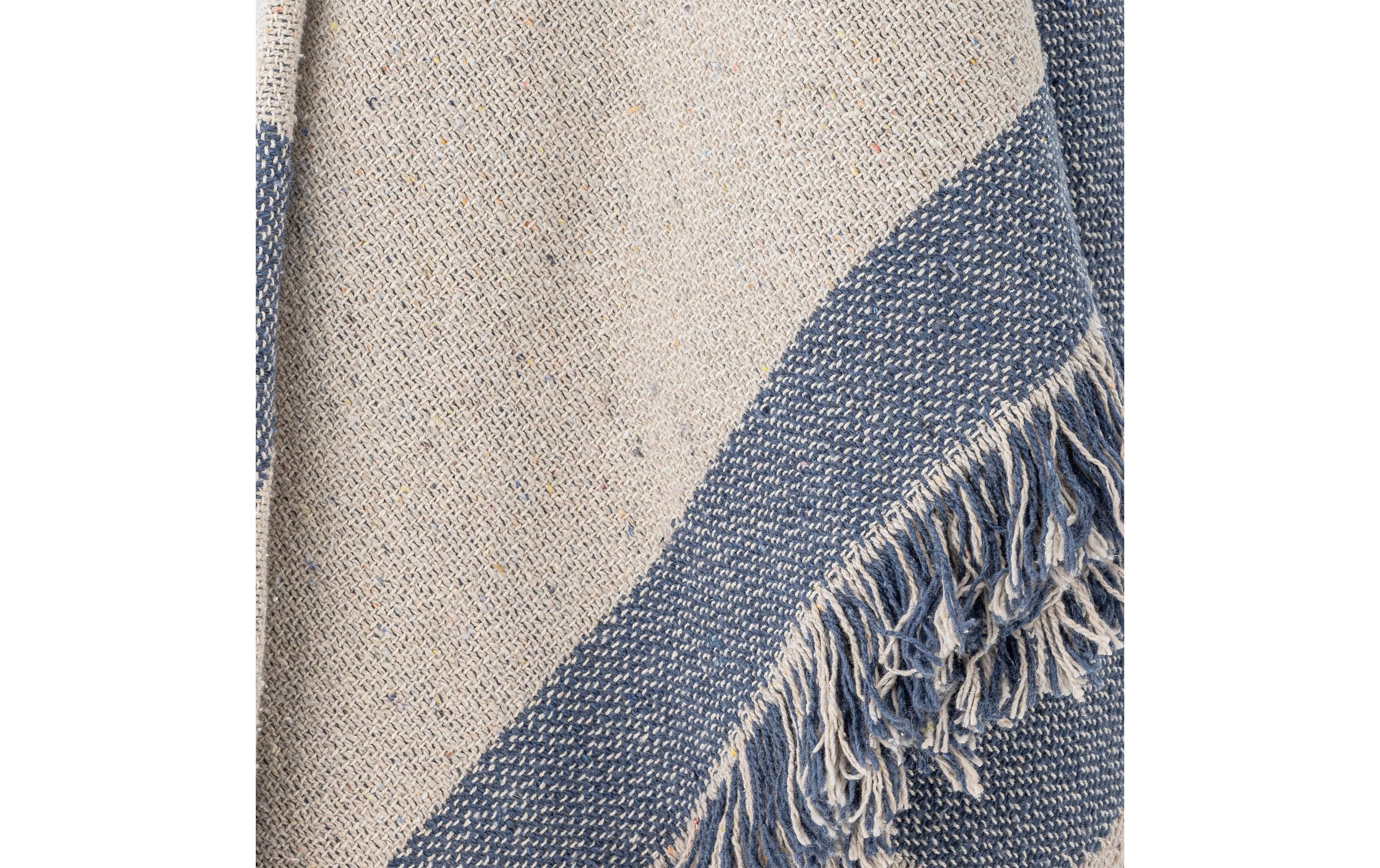 Bloomingville Decke Ethan 160 x 130 cm, Blau/Weiss