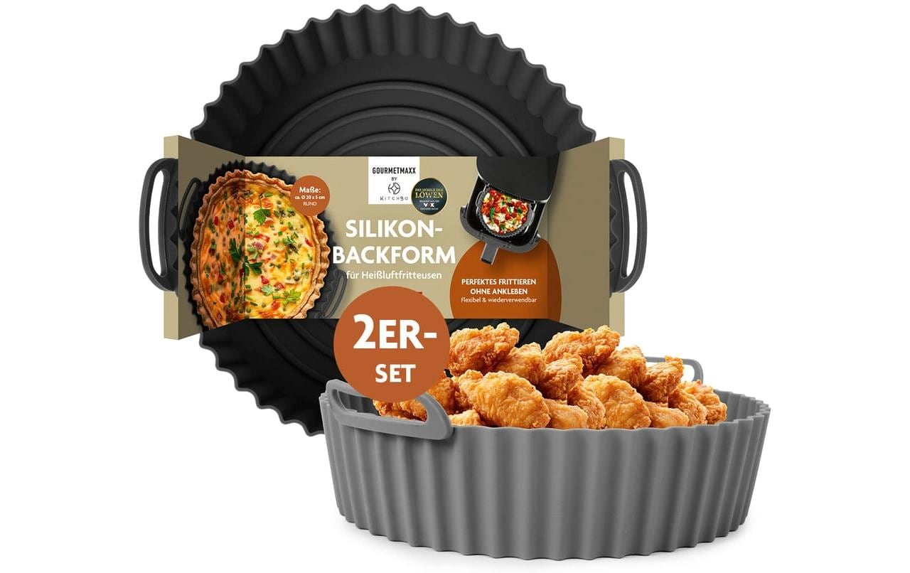 KitchBo Silikonform, 20 x 20 x 6.3 cm, Schwarz / Grau