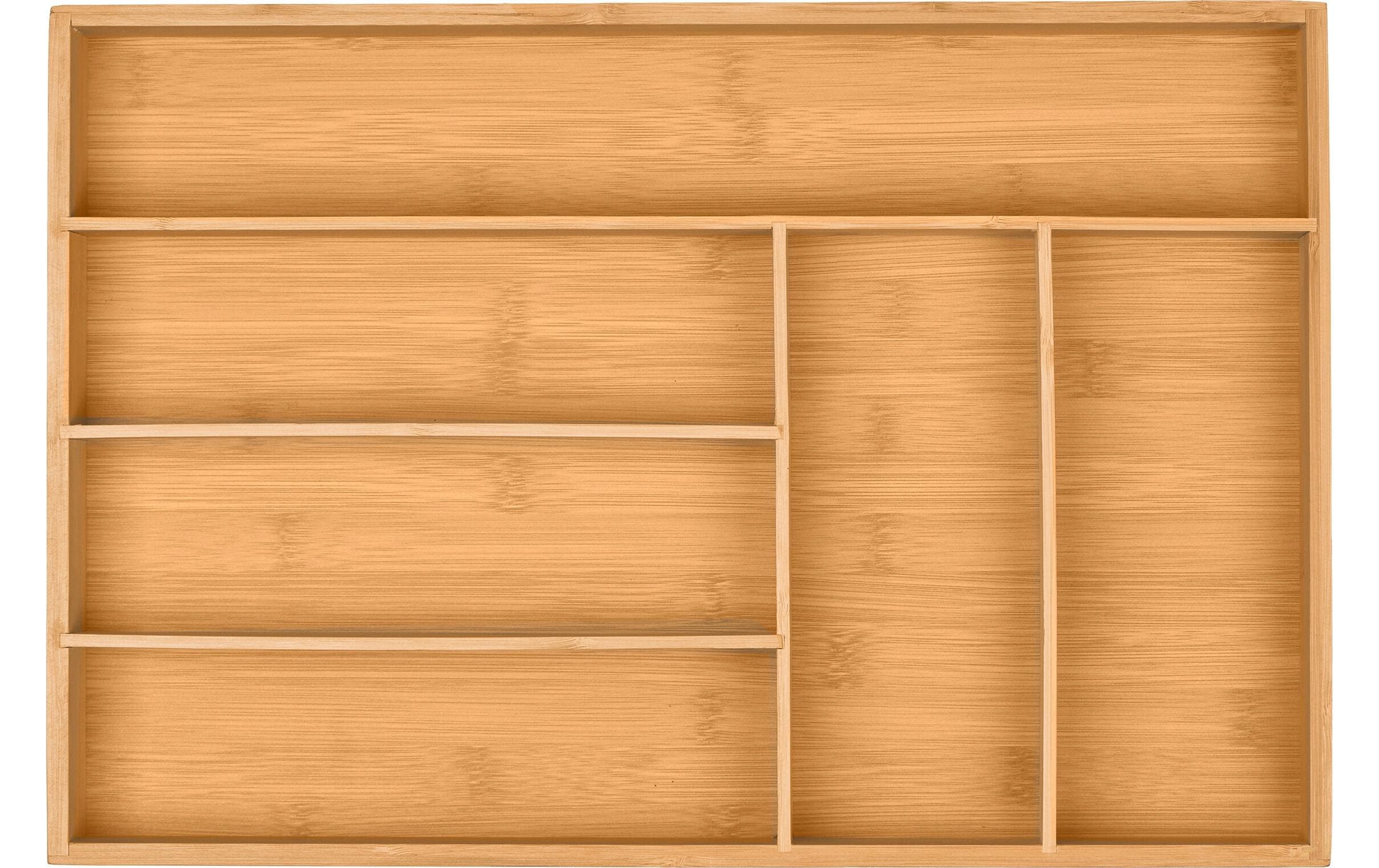 relaxdays Besteckkasten 6 Fächer Braun