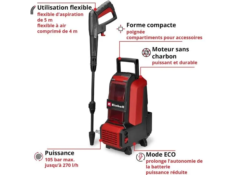 Einhell Akku-Hochdruckreiniger HYPRESSO 36/105