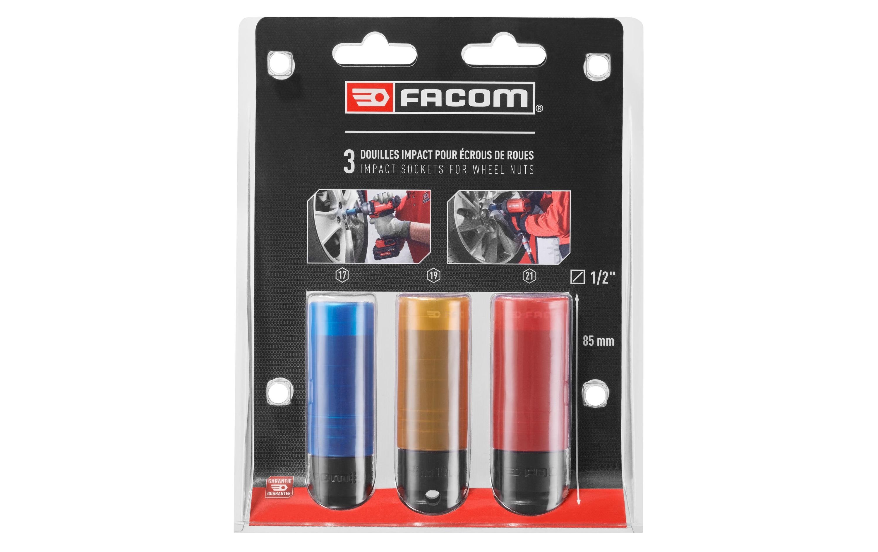 Facom Schlagschrauber Stecknüsse 1/2 17 mm, 19 mm, 21 mm