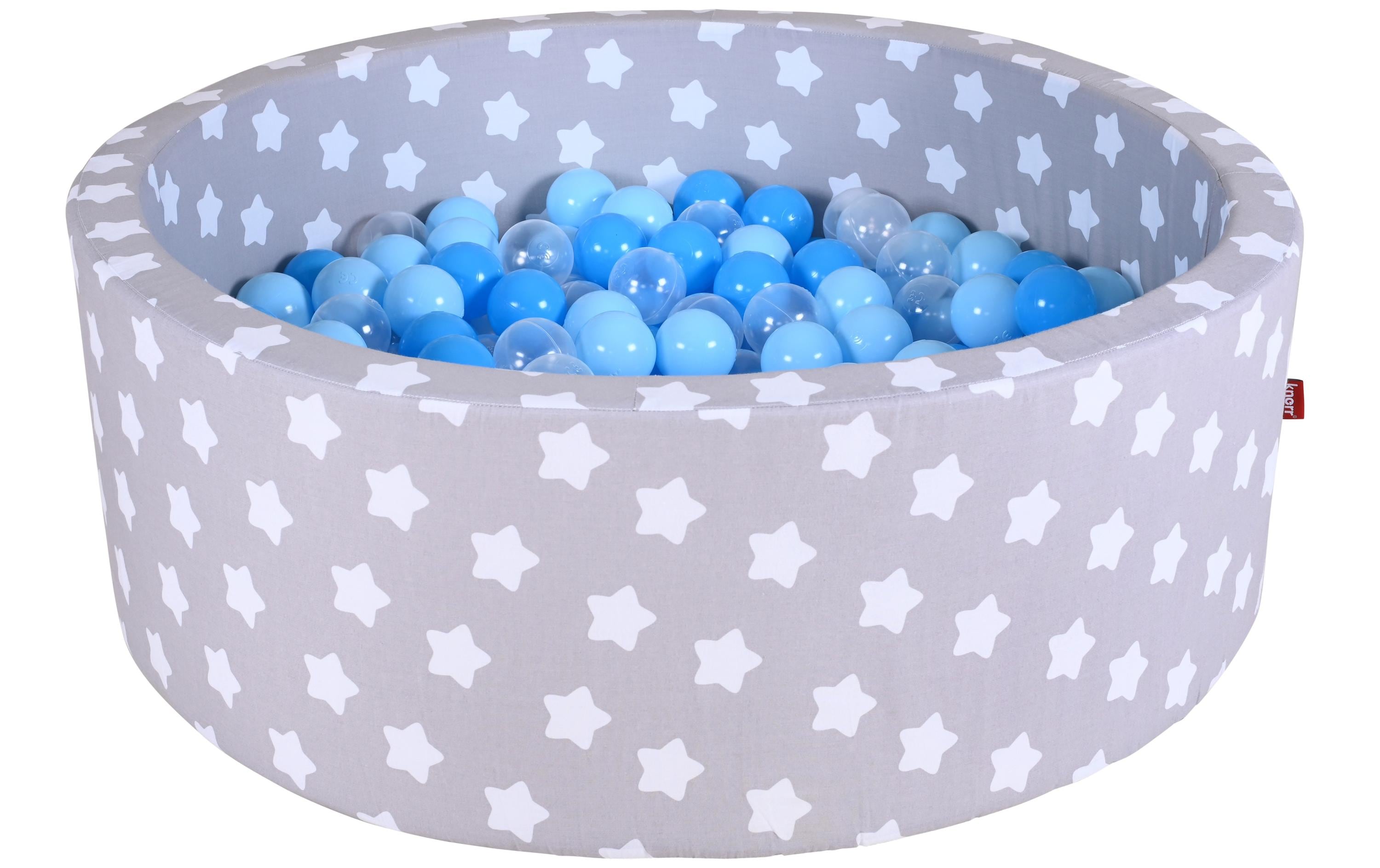 Knorrtoys Bällebad Grey White Stars 300 Bälle blue/blue/transparent