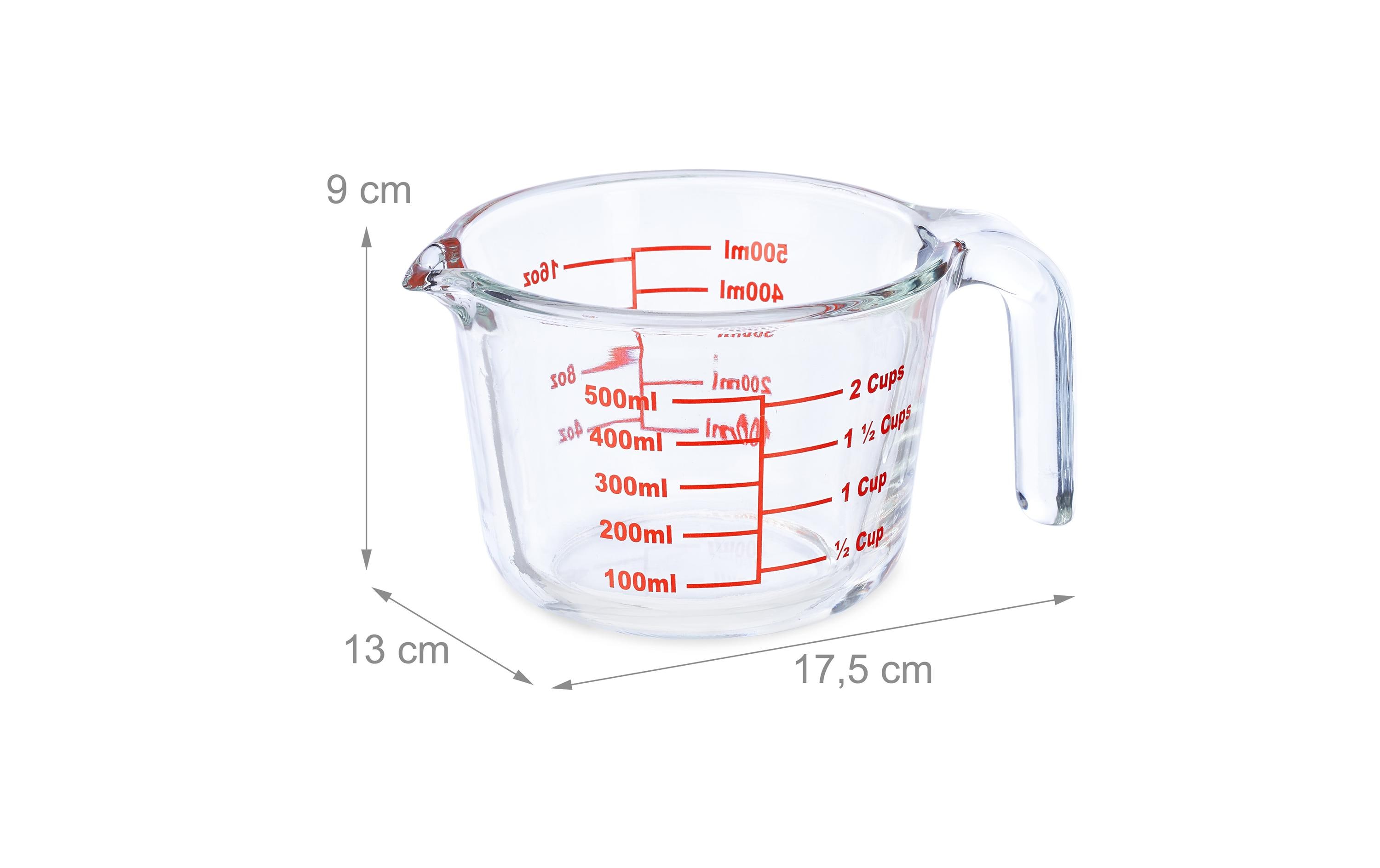 relaxdays Messbecher 500 ml, Rot/Transparent