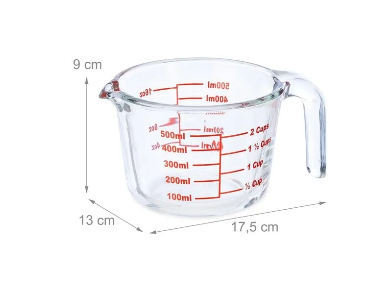relaxdays Messbecher 500 ml, Rot/Transparent relaxdays Messbecher 500 ml, Rot/Transparent