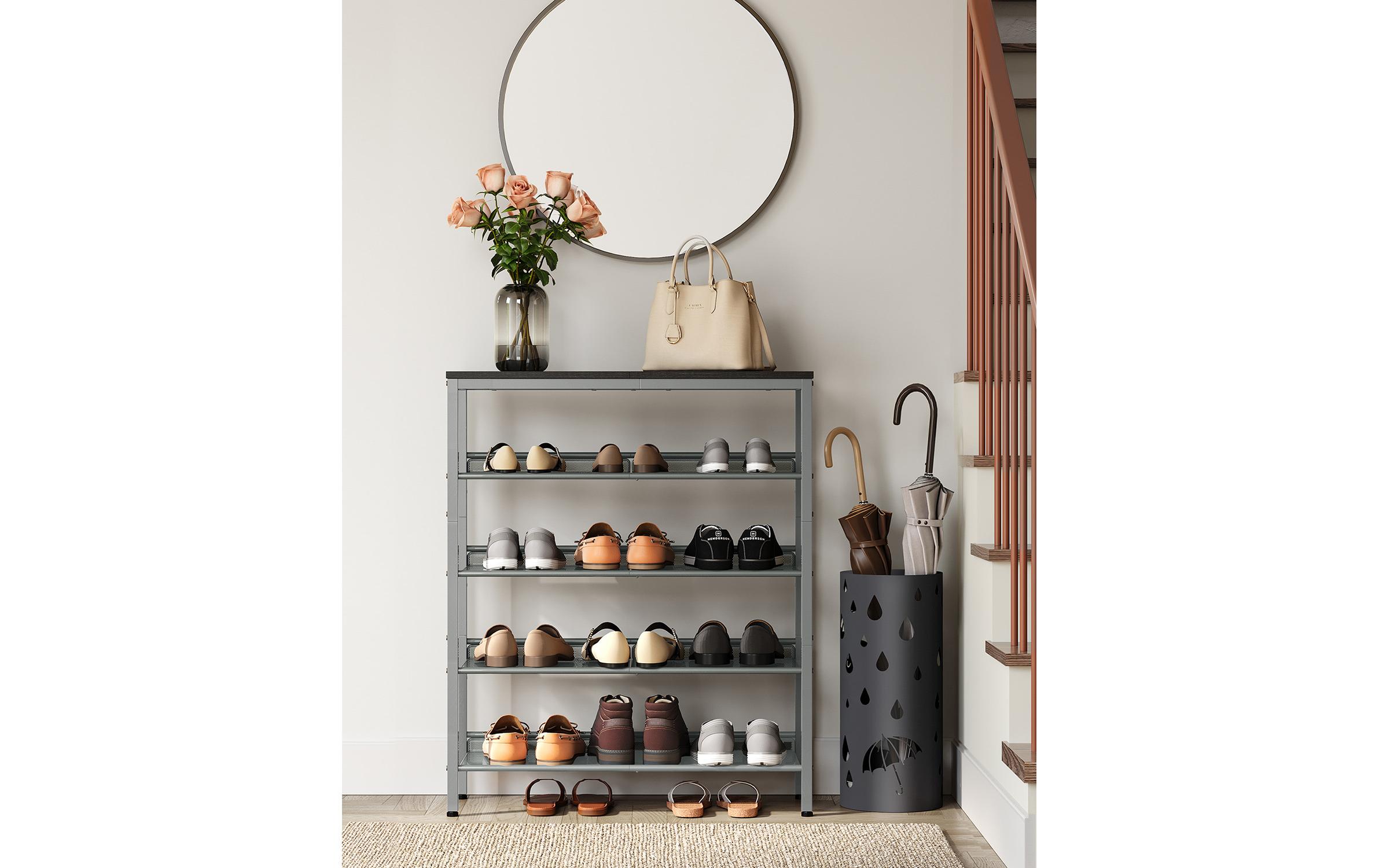 VASAGLE Schuhregal 93 x 75 x 30 cm, Grau