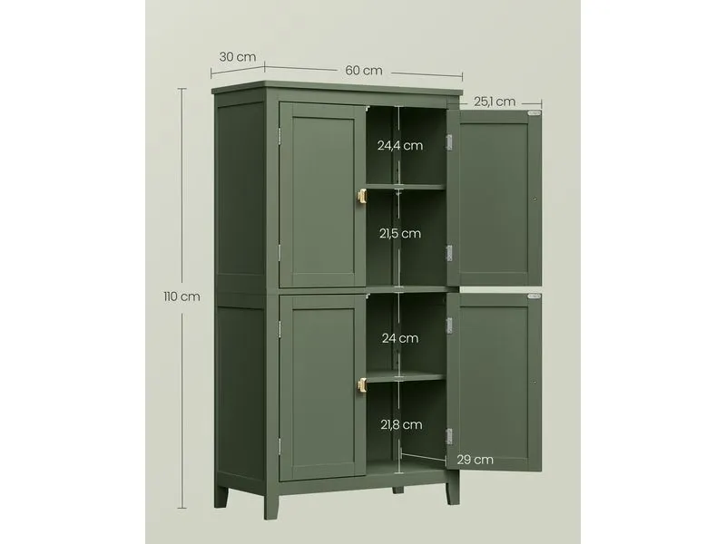 VASAGLE Kommode Bathroom Cabinet, 60 x 110 cm, Waldgrün VASAGLE Kommode Bathroom Cabinet, 60 x 110 cm, Waldgrün