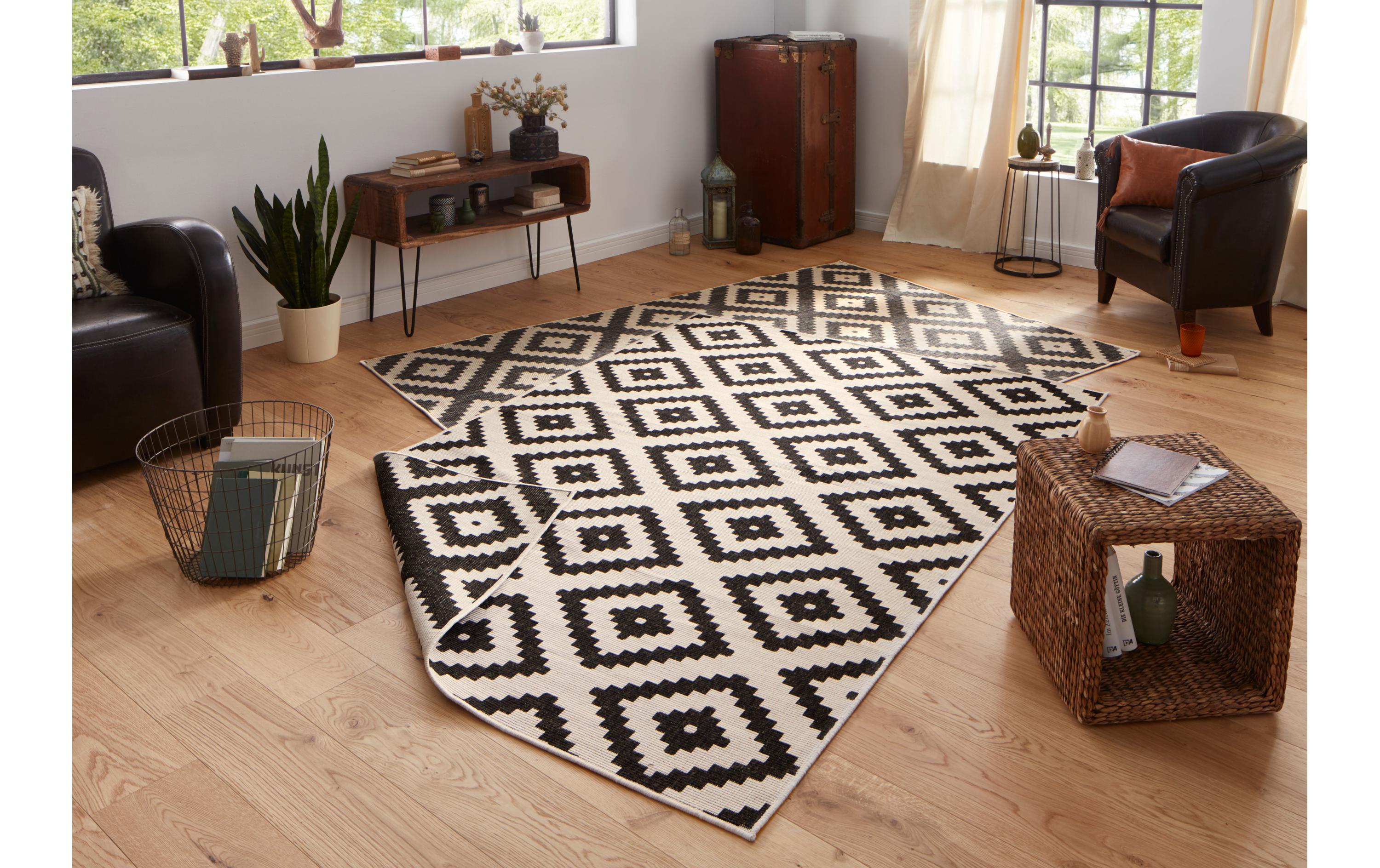 Hanse Home Malta In- & Outdoor Teppich 160 x 230 cm, Schwarz/Crème