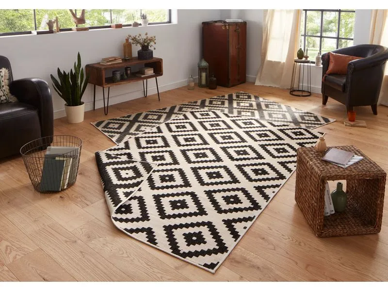 Hanse Home Malta In- & Outdoor Teppich 160 x 230 cm, Schwarz/Crème
