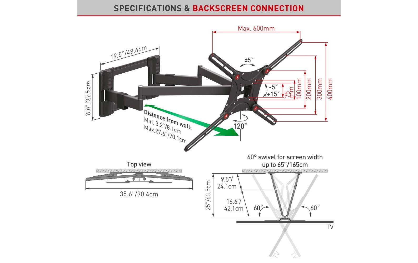 Barkan Wandhalterung WH 464L-SW Schwarz Barkan Wandhalterung WH 464L-SW Schwarz